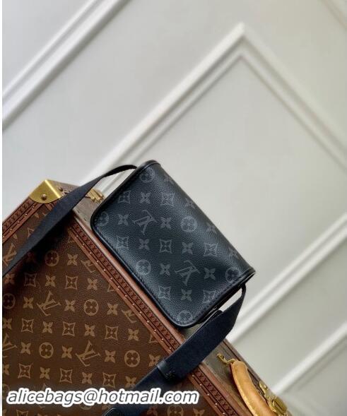 Famous Brand Louis Vuitton Mens Pulse Wearable Wallet Bag in Monogram Eclipse Canvas M12806 Black 2024