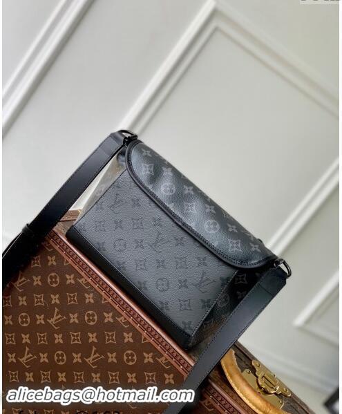 Top Grade Louis Vuitton Mens Pulse Messenger Bag in Monogram Eclipse Canvas M12681 Black 2024