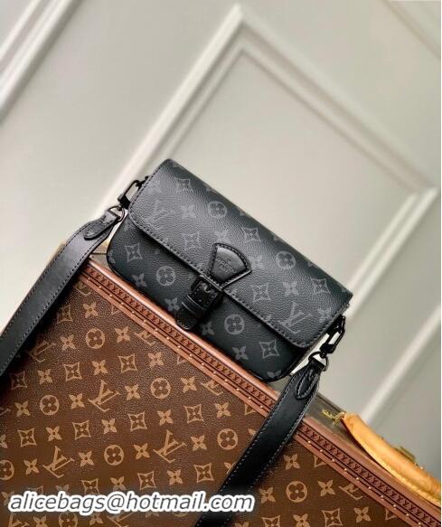 Big Discount Louis Vuitton Mens Montsouris Wearable Wallet Bag in Monogram Eclipse Canvas M83567 Black 2024