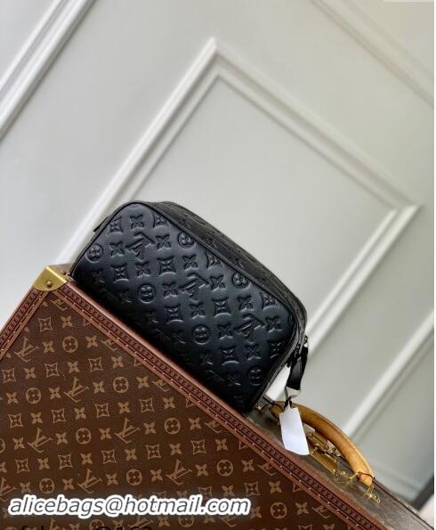 Top Quality Louis Vuitton Dopp Kit Clutch in Black Monogram Shadow Leather M12645 2024