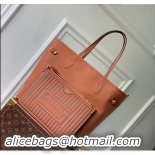 Promotional Louis Vuitton Neverfull Inside Out MM Tote Bag Leather/Monogram Canvas M12061 Tan Brown 2024