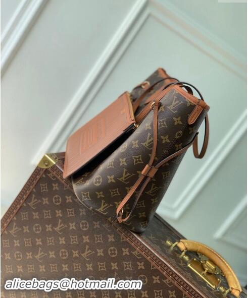 Promotional Louis Vuitton Neverfull Inside Out MM Tote Bag Leather/Monogram Canvas M12061 Tan Brown 2024