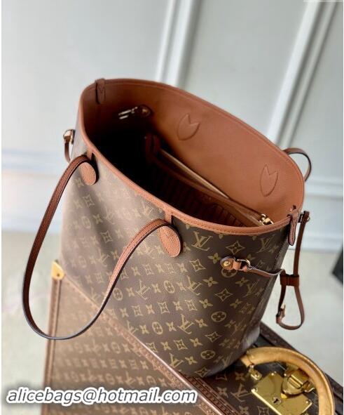 Promotional Louis Vuitton Neverfull Inside Out MM Tote Bag Leather/Monogram Canvas M12061 Tan Brown 2024