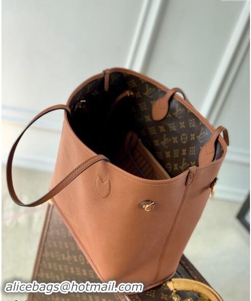 Promotional Louis Vuitton Neverfull Inside Out MM Tote Bag Leather/Monogram Canvas M12061 Tan Brown 2024