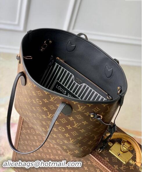 Best Price Louis Vuitton Neverfull Inside Out MM Tote Bag Leather/Monogram Canvas M11946 Black 2024