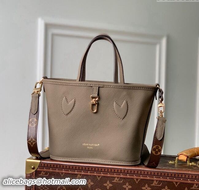 Best Price Louis Vuitton Neverfull Inside Out BB Tote Bag Leather/Monogram Canvas M12109 Dark Fango Grey 2024