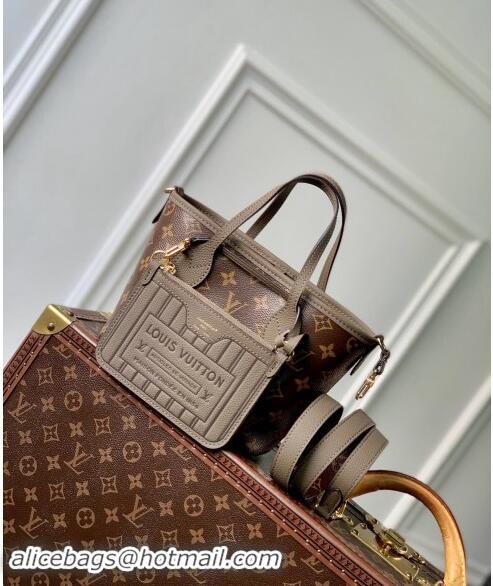 Best Price Louis Vuitton Neverfull Inside Out BB Tote Bag Leather/Monogram Canvas M12109 Dark Fango Grey 2024