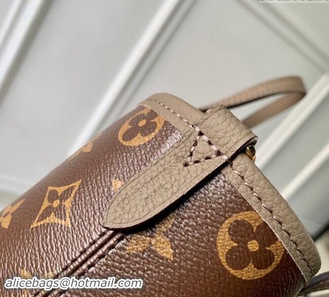 Best Price Louis Vuitton Neverfull Inside Out BB Tote Bag Leather/Monogram Canvas M12109 Dark Fango Grey 2024