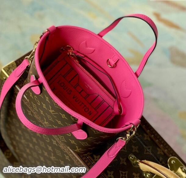 Inexpensive Louis Vuitton Neverfull Inside Out BB Tote Bag Pondichery Pink Leather/Monogram Canvas M12106 Rose 2024