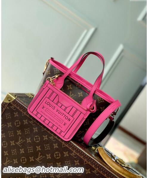 Inexpensive Louis Vuitton Neverfull Inside Out BB Tote Bag Pondichery Pink Leather/Monogram Canvas M12106 Rose 2024