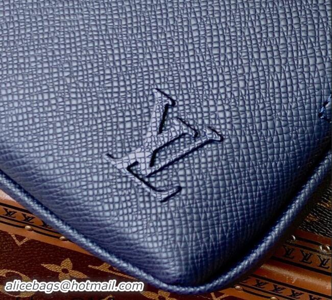 Top Design Louis Vuitton Mens Avenue Messenger bag in Taiga Leather M11657 Blue 2024