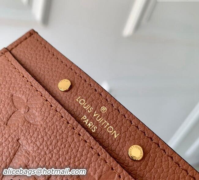 Top Grade Louis Vuitton Card Holder Wallet in Monogram Empreinte Leather M83678 Cognac Brown 2024