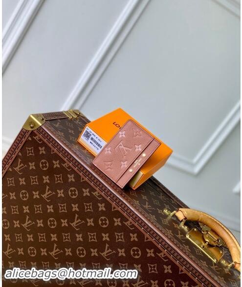 Top Grade Louis Vuitton Card Holder Wallet in Monogram Empreinte Leather M83678 Cognac Brown 2024