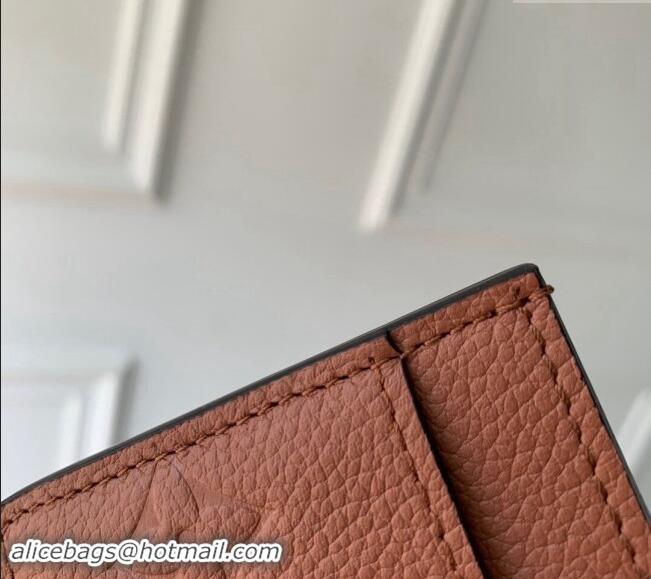 Top Grade Louis Vuitton Card Holder Wallet in Monogram Empreinte Leather M83678 Cognac Brown 2024