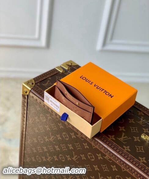 Top Grade Louis Vuitton Card Holder Wallet in Monogram Empreinte Leather M83678 Cognac Brown 2024