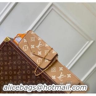 Super Quality Louis Vuitton Felicie Pochette Mini bag in Monogram Empreinte Leather M12754 Beige/White 2024