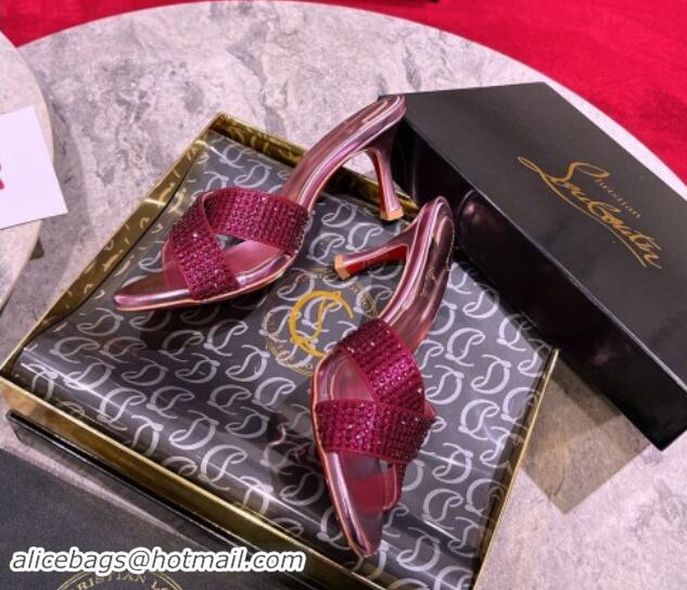 Best Product Christian Louboutin Mariza Is Back Strass Heel Slide Sandals 8.5cm Pink 506014