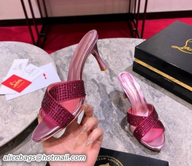 Best Product Christian Louboutin Mariza Is Back Strass Heel Slide Sandals 8.5cm Pink 506014