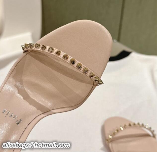 Pretty Style Christian Louboutin So Me Heel Sandals 10.5cm with Studded Strap Beige 506017