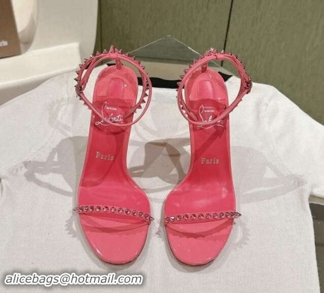 Shop Duplicate Christian Louboutin So Me Heel Sandals 10.5cm with Studded Strap Pink 506019