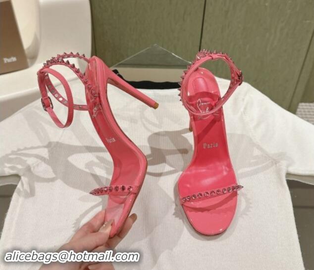 Shop Duplicate Christian Louboutin So Me Heel Sandals 10.5cm with Studded Strap Pink 506019