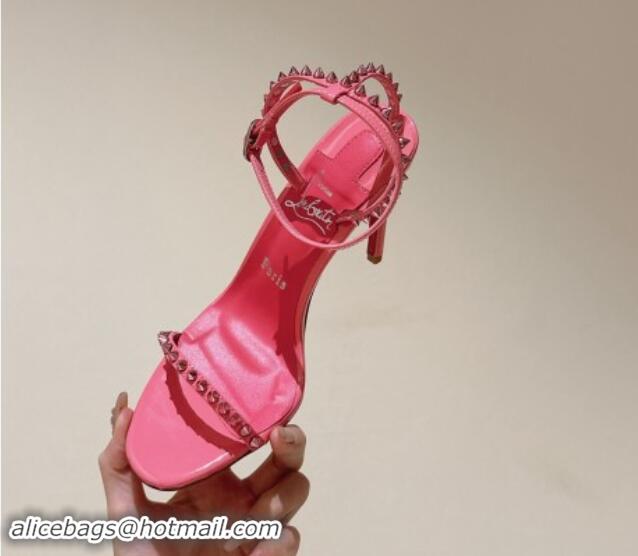 Shop Duplicate Christian Louboutin So Me Heel Sandals 10.5cm with Studded Strap Pink 506019