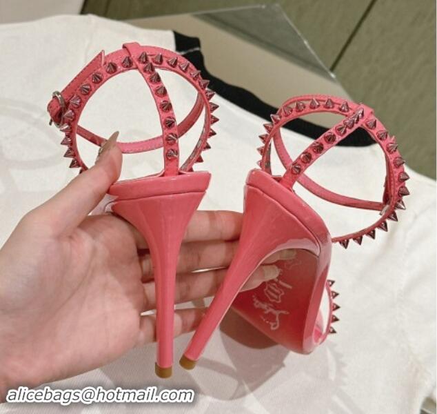 Shop Duplicate Christian Louboutin So Me Heel Sandals 10.5cm with Studded Strap Pink 506019