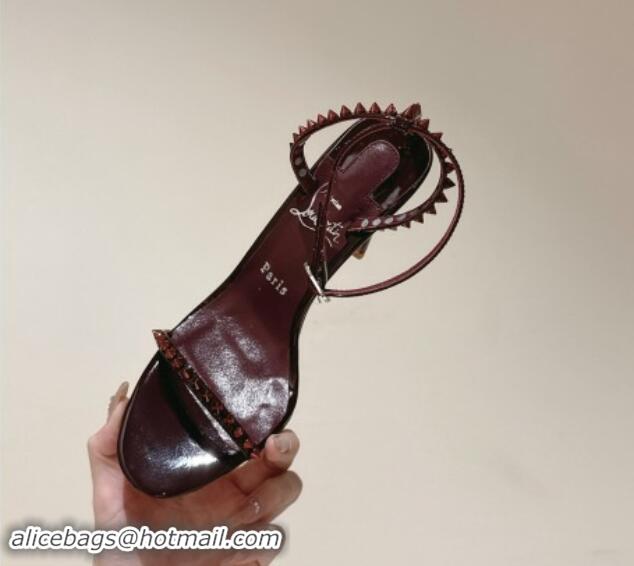 Good Quality Christian Louboutin So Me Heel Sandals 10.5cm with Studded Strap Burgundy 506020