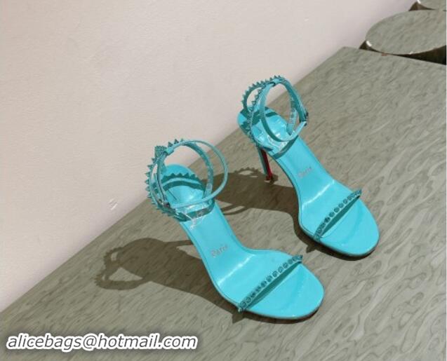 Good Product Christian Louboutin So Me Heel Sandals 10.5cm with Studded Strap Blue 506021