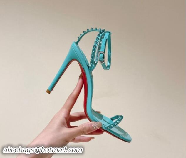 Good Product Christian Louboutin So Me Heel Sandals 10.5cm with Studded Strap Blue 506021