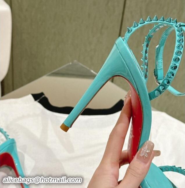 Good Product Christian Louboutin So Me Heel Sandals 10.5cm with Studded Strap Blue 506021