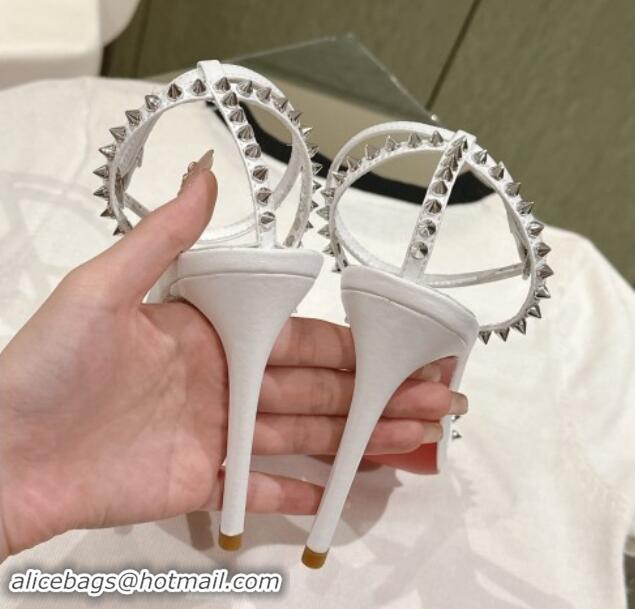 Popular Style Christian Louboutin So Me Heel Sandals 10.5cm with Studded Strap White 506022