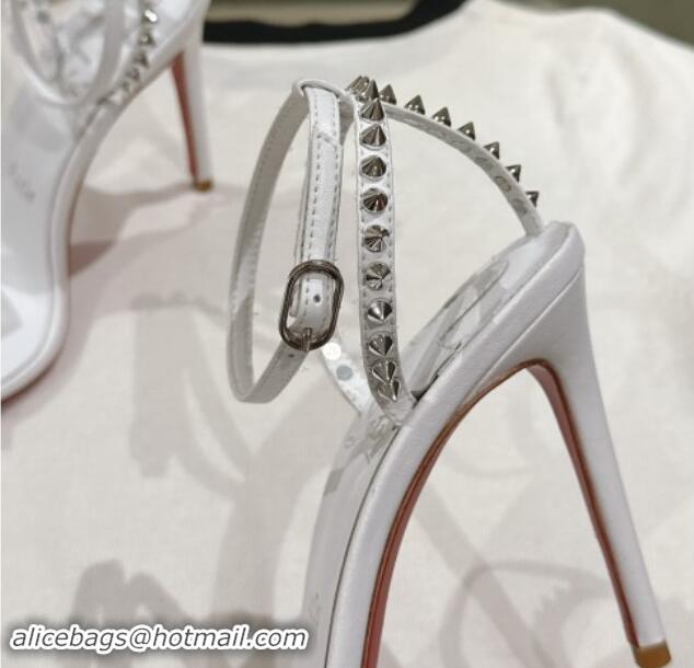 Popular Style Christian Louboutin So Me Heel Sandals 10.5cm with Studded Strap White 506022