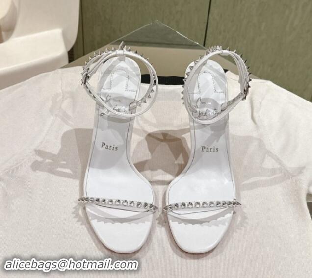 Popular Style Christian Louboutin So Me Heel Sandals 10.5cm with Studded Strap White 506022