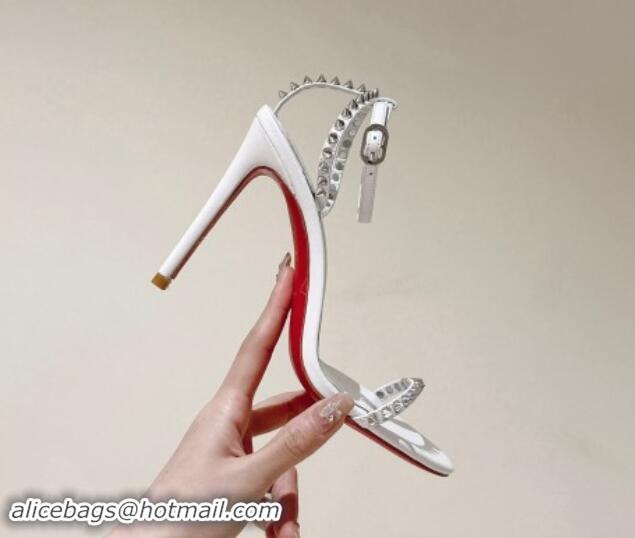 Popular Style Christian Louboutin So Me Heel Sandals 10.5cm with Studded Strap White 506022