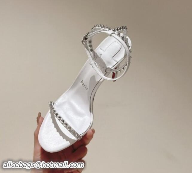 Popular Style Christian Louboutin So Me Heel Sandals 10.5cm with Studded Strap White 506022