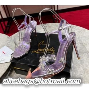 Luxury Discount Christian Louboutin Degrasandal Queen Heel Sandals 10cm with Strass Purple 506024