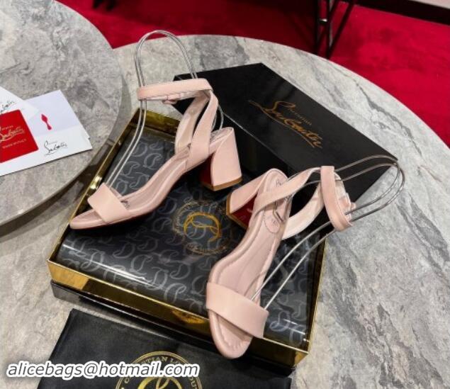 Luxury Christian Louboutin Miss Sabina Heel Sandals 5.5cm in Nappa Leather Light Pink 506025