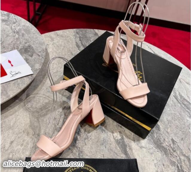 Luxury Christian Louboutin Miss Sabina Heel Sandals 5.5cm in Nappa Leather Light Pink 506025