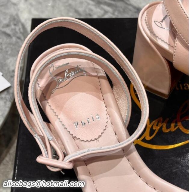 Luxury Christian Louboutin Miss Sabina Heel Sandals 5.5cm in Nappa Leather Light Pink 506025