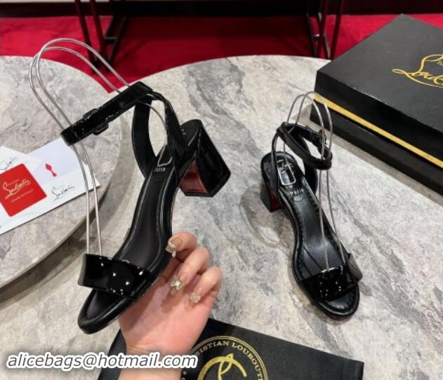 1:1 aaaaa Christian Louboutin Miss Sabina Heel Sandals 5.5cm in Patent Leather Black 506026