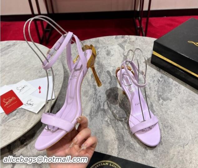 Cheap Price Christian Louboutin Ginko Girl Sandals 8.5cm in Nappa Leather with Leaf Heel Purple 506027