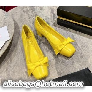 Trendy Design Christian Louboutin Mamaflirt Ballerinas 3cm in Nappa Leather with Bow Yellow 506029