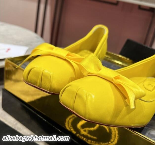 Trendy Design Christian Louboutin Mamaflirt Ballerinas 3cm in Nappa Leather with Bow Yellow 506029