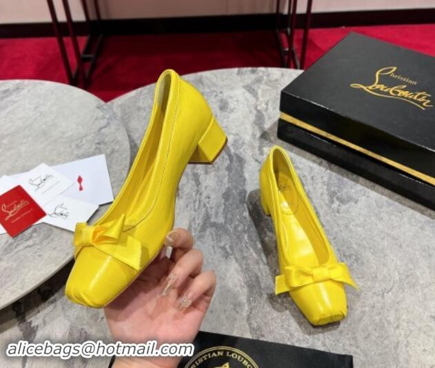 Trendy Design Christian Louboutin Mamaflirt Ballerinas 3cm in Nappa Leather with Bow Yellow 506029