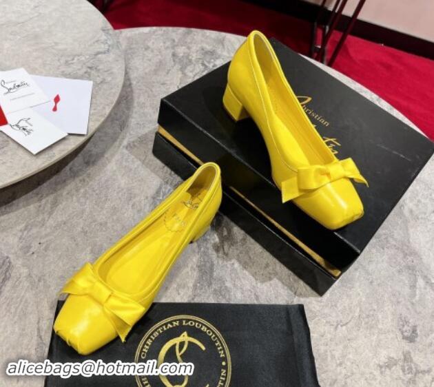 Trendy Design Christian Louboutin Mamaflirt Ballerinas 3cm in Nappa Leather with Bow Yellow 506029