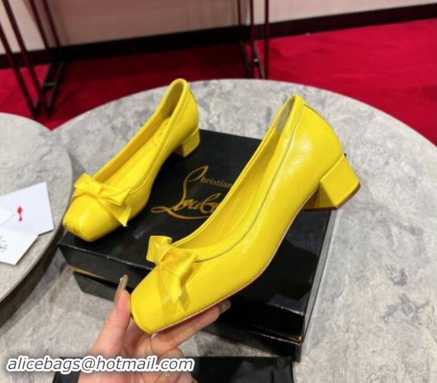 Trendy Design Christian Louboutin Mamaflirt Ballerinas 3cm in Nappa Leather with Bow Yellow 506029