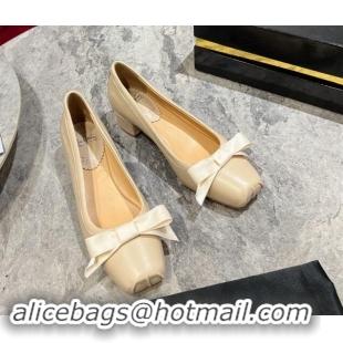 Famous Christian Louboutin Mamaflirt Ballerinas 3cm in Nappa Leather with Bow Beige 506030