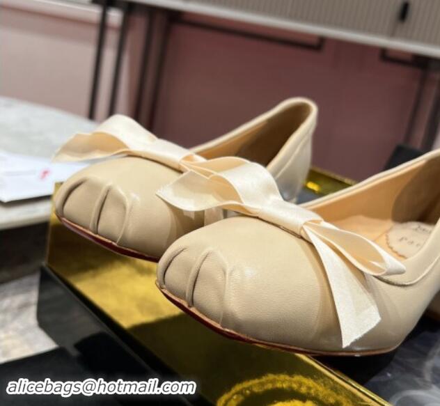 Famous Christian Louboutin Mamaflirt Ballerinas 3cm in Nappa Leather with Bow Beige 506030