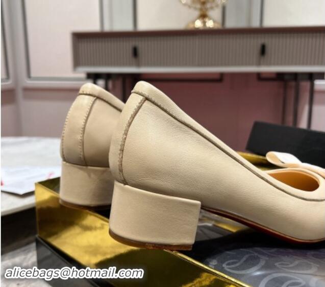 Famous Christian Louboutin Mamaflirt Ballerinas 3cm in Nappa Leather with Bow Beige 506030